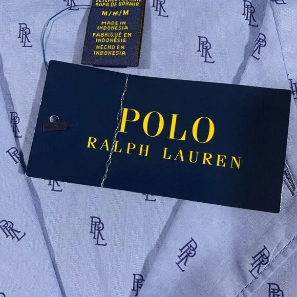 Polo Ralph Lauren All Over Print PRL Monogram Woven Pajama Shirt Adult Medium - Picture 8 of 16